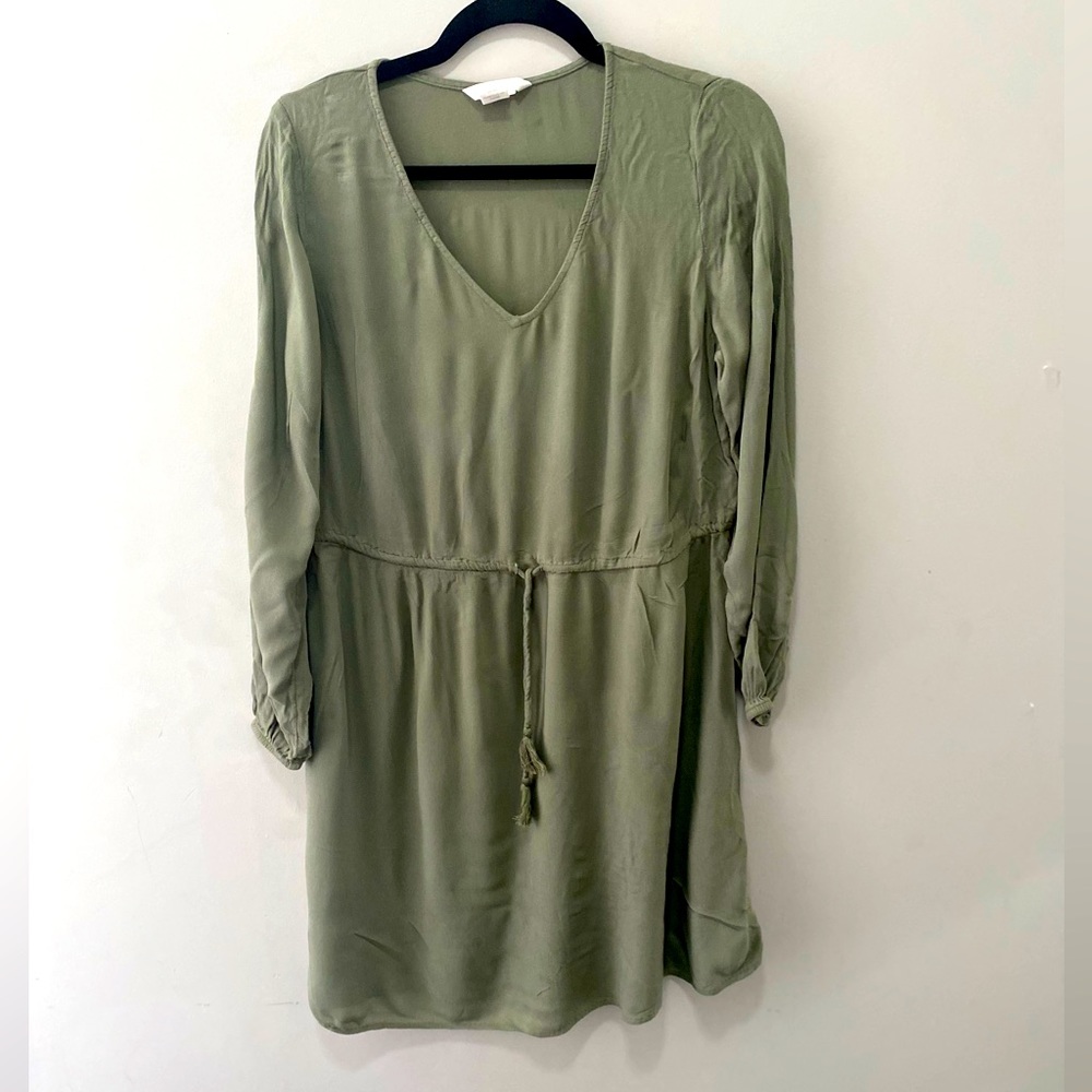 H&M army green drawstring dress